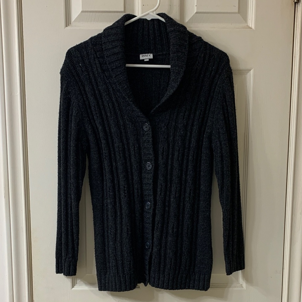 🌷3 for $25🌷Suzy Shier, US XL (Fits Medium), Dark Grey Cable Knit Cardigan